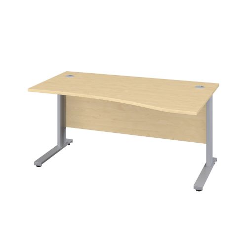 1400X1000 Cable Managed Upright Right Hand Wave Desk Maple-Silver