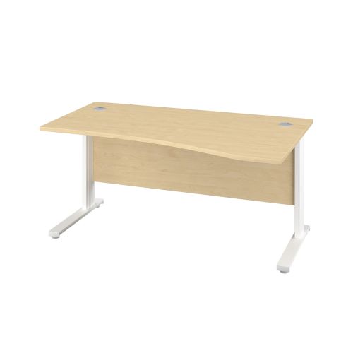 1400X1000 Cable Managed Upright Right Hand Wave Desk Maple-White