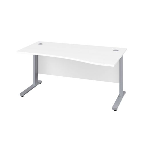 1400X1000 Cable Managed Upright Right Hand Wave Desk White-Silver