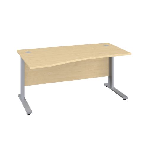 1600X1000 Cable Managed Upright Left Hand Wave Desk Maple-Silver