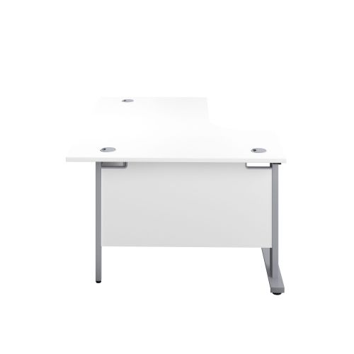 1800x1200 Cable Managed Upright Left Hand Radial Desk White Silver