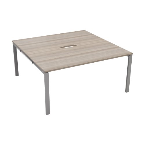 CB Bench with Cut Out : 2 Person : 1200 X 800 : Grey Oak/Silver