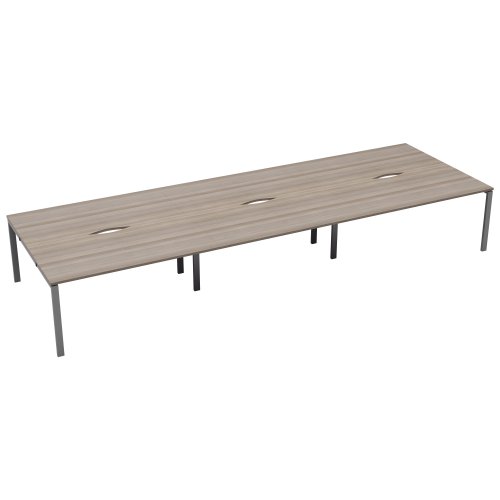 CB Bench with Cut Out : 6 Person : 1200 X 800 : Grey Oak/Silver
