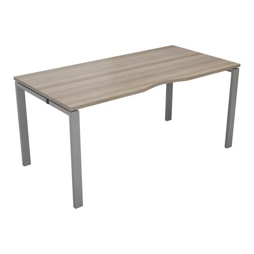 CB Bench with Cable Ports: 1 Person 1200 X 800 Grey Oak/Silver