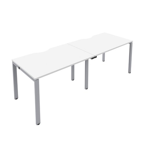CB Single Bench with Cut Out: 2 Person 1200 X 800 White/Silver