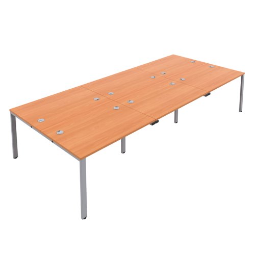 CB Bench with Cable Ports: 6 Person 1200 X 800 Beech/Silver