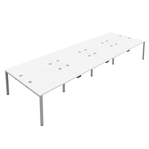 CB Bench with Cable Ports: 8 Person 1200 X 800 White/Silver