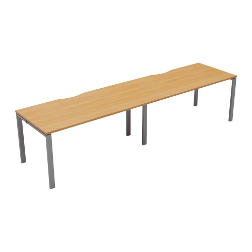 CB Single Bench with Cut Out: 2 Person 1400 X 800 Beech/Silver