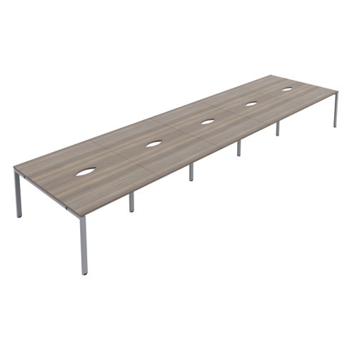 CB Bench with Cut Out: 10 Person 1400 X 800 Grey Oak/Silver
