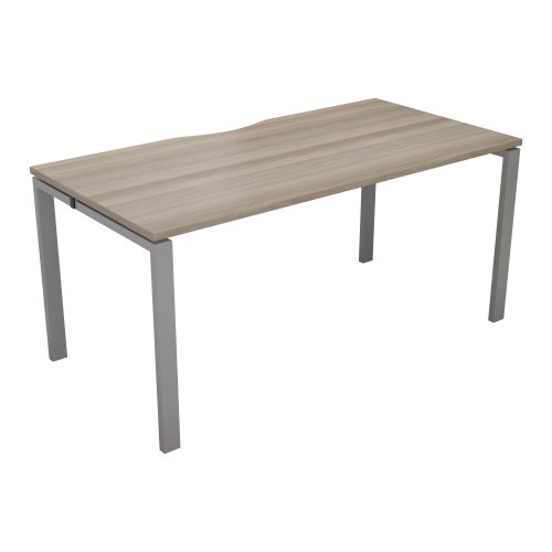 CB Bench with Cut Out: 1 Person 1400 X 800 Grey Oak/Silver