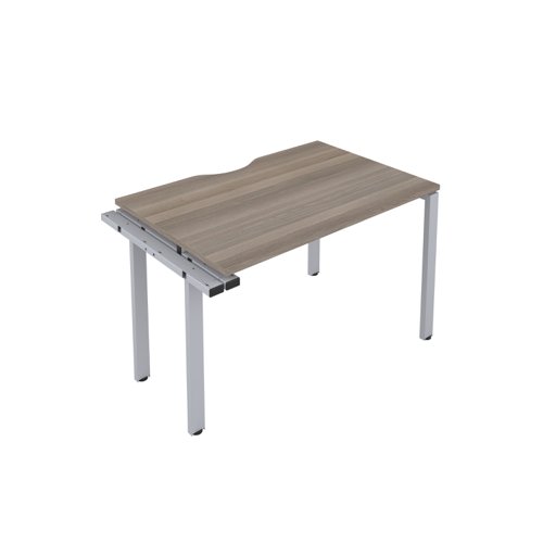 CB Bench Extension with Cut Out: 1 Person 1400 X 800 Grey Oak/Silver