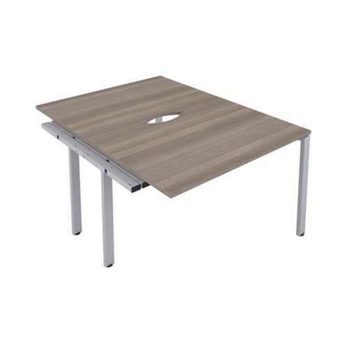 CB Bench Extension with Cut Out: 2 Person 1400 X 800 Grey Oak/Silver