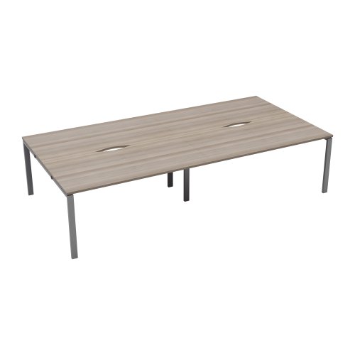 CB Bench with Cut Out: 4 Person 1400 X 800 Grey Oak/Silver