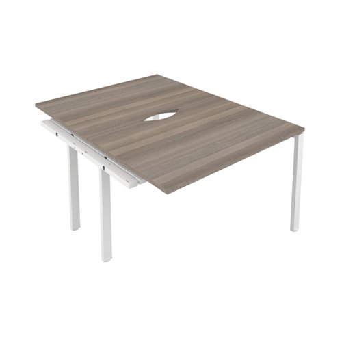 CB Bench Extension with Cut Out: 2 Person 1400 X 800 Grey Oak/White
