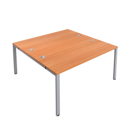 CB Bench with Cable Ports: 2 Person 1400 X 800 Beech/Silver