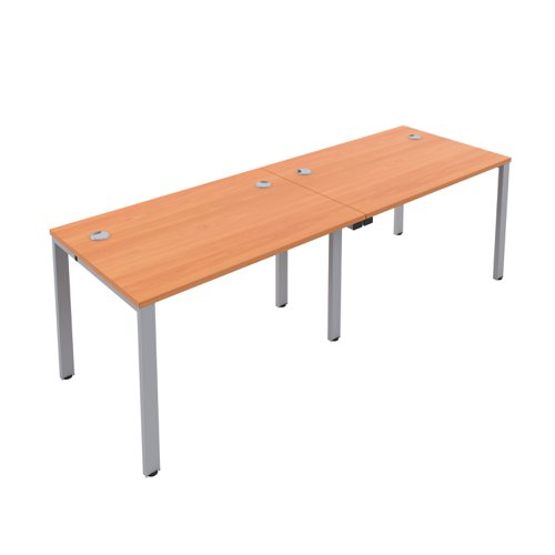 CB Single Bench with Cable Ports: 2 Person 1400 X 800 Beech/Silver