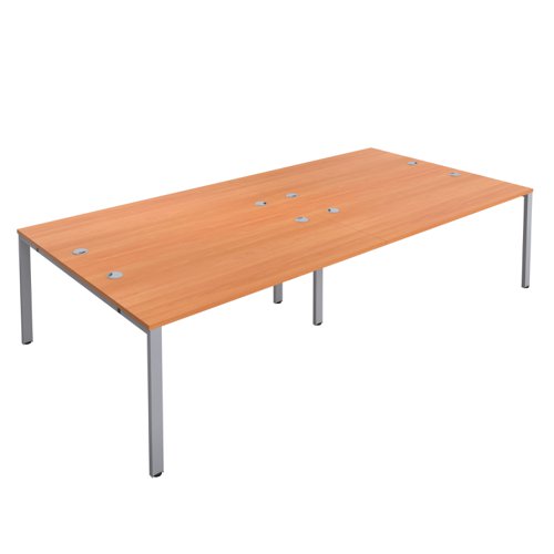 CB Bench with Cable Ports: 4 Person 1400 X 800 Beech/Silver
