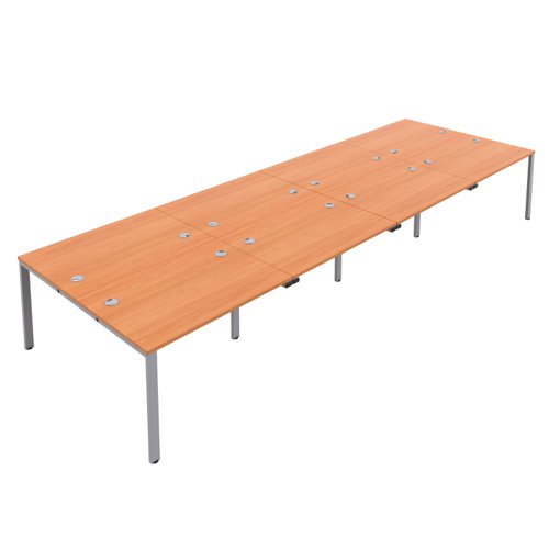 CB Bench with Cable Ports: 8 Person 1400 X 800 Beech/Silver