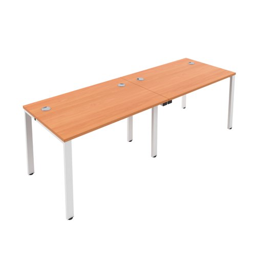 CB Single Bench with Cable Ports: 2 Person 1400 X 800 Beech/White
