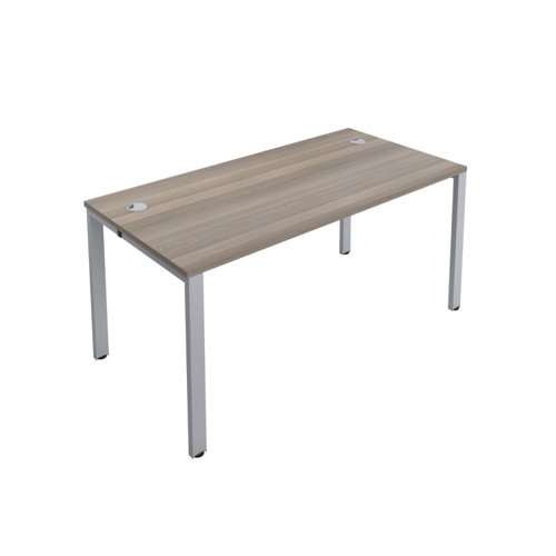 CB Bench with Cable Ports: 1 Person 1400 X 800 Grey Oak/Silver