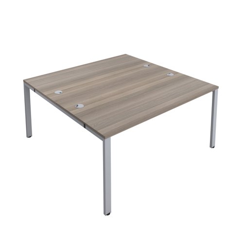 CB Bench with Cable Ports: 2 Person 1400 X 800 Grey Oak/Silver
