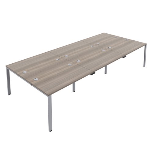 CB Bench with Cable Ports: 6 Person 1400 X 800 Grey Oak/Silver