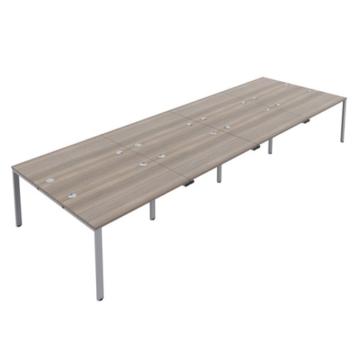 CB Bench with Cable Ports: 8 Person 1400 X 800 Grey Oak/Silver