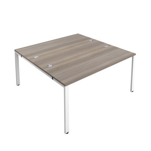 CB Bench with Cable Ports: 2 Person 1400 X 800 Grey Oak/White