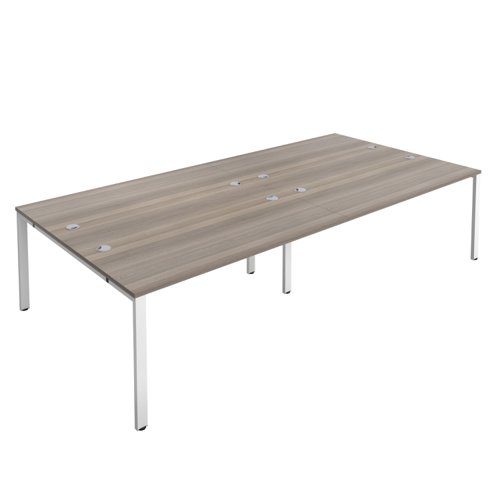 CB Bench with Cable Ports: 4 Person 1400 X 800 Grey Oak/White