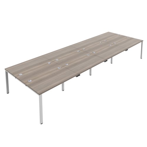 CB Bench with Cable Ports: 8 Person 1400 X 800 Grey Oak/White