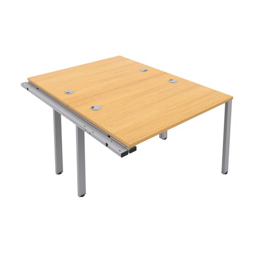 CB Bench Extension with Cable Ports: 2 Person 1400 X 800 Nova Oak/Silver