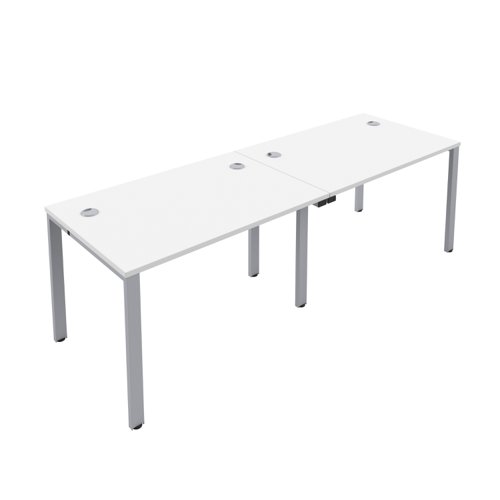 CB Single Bench with Cable Ports: 2 Person 1400 X 800 White/Silver