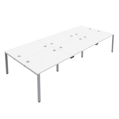 CB Bench with Cable Ports: 6 Person 1400 X 800 White/Silver