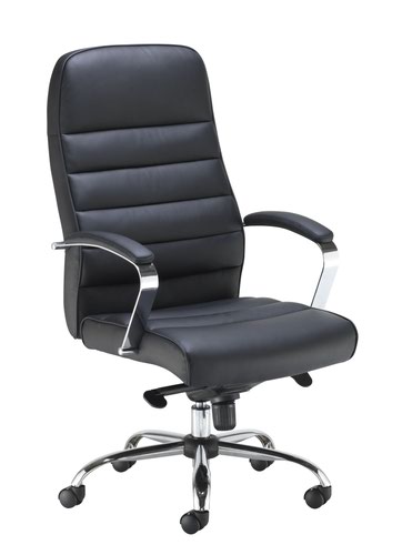 Jemini Ares High Back Executive Chair 690x690x1145-1200mm Leather Look Black KF71521
