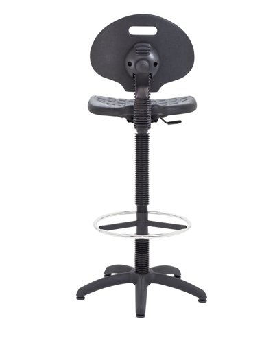 Factory Adjustable Wipe Clean Laboratory Chair PU Black + Draughtsman Extension Kit CH0504+AC1014