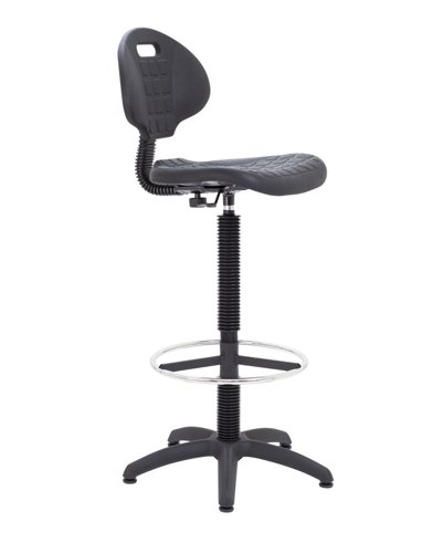 Factory Chair with Draughtsman Kit Static Foot Ring Black