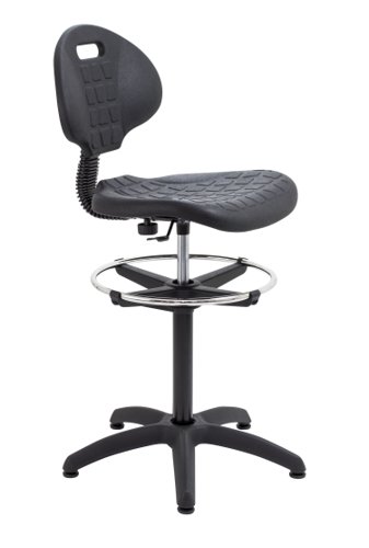 Factory Chair with Draughtsman Kit : Adjustable Foot Ring : Black