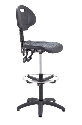 Factory Chair 2 Lever with Draughtsman Kit : Adjustable Foot Ring : Black