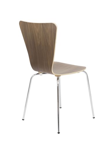 Arista Wooden Bistro Chair 460x550x875mm Walnut/Chrome (Pack of 4) KF72578