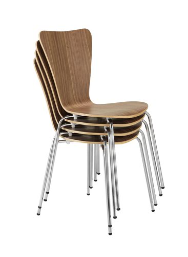Arista Wooden Bistro Chair 460x550x875mm Walnut/Chrome (Pack of 4) KF72578