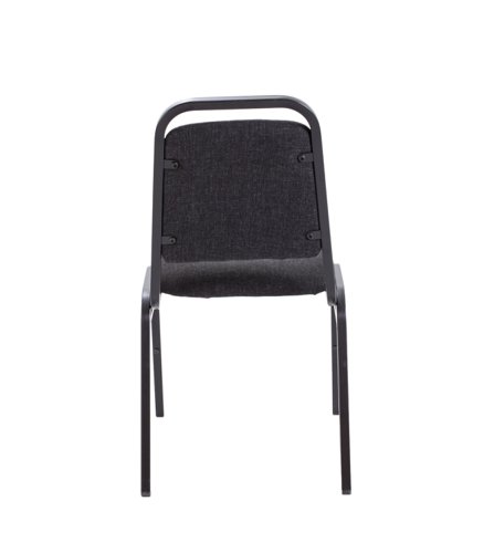 CH0519CH | The Banqueting Multi Purpose Chair, designed to provide comfort and convenience for any event. This chair is ideal for hospitality use in both public and private sector environments. The chair stacks 8 high,  which is perfect for whenyou have limited storage space.The high fabric back with handle aids in easy setup and movement, while the powder-coated black metal frame ensures durability and stability. The sleek design and generous foam padding make it a great addition to any event space. Invest in our Banqueting Chair for a reliable and practical seating solution that will impress your guests and elevate your event.