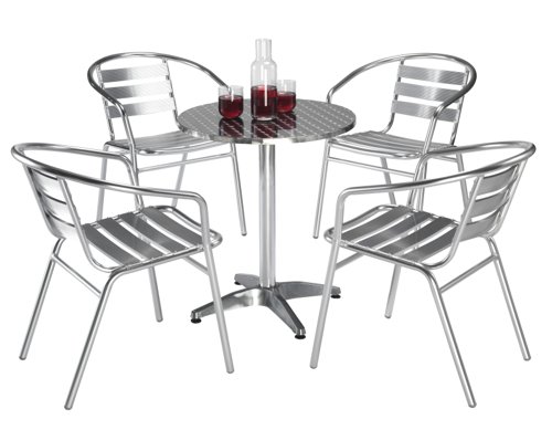 The Plaza Round Table is the perfect addition to any cafe or dining setting. This stylish round aluminium table features a polished aluminium top and base, adding a touch of sophistication to any space. Its sturdy and durable construction ensures it can be used both indoors and outdoors. With a low fire rating, it's safe for any setting. This table is not only beautiful but functional, making it the perfect choice for any establishment looking to elevate their decor. Its versatility makes it a great investment for any business looking to add a touch of elegance to their space.