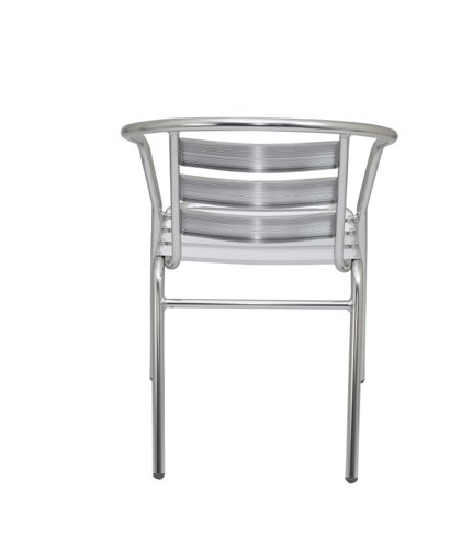 The Plaza Armchair – a stylish slatted aluminium armchair that's perfect for indoor or outdoor use. With its polished aluminium frame, this armchair is both sturdy and durable, making it the perfect choice for any setting. Its stylish open construction provides comfort on sunny days, while its easy wipe down surface makes cleaning a breeze. Plus, it's lightweight and easy to move, so you can easily rearrange your space whenever you need to. Whether you're looking for a comfortable seat for your patio or a stylish addition to your living room, the Plaza Armchair is the perfect choice.