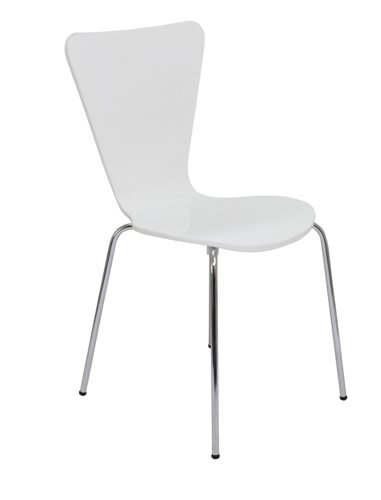Heavy Duty Picasso White Wood Canteen Chair Stackable CH0672WH