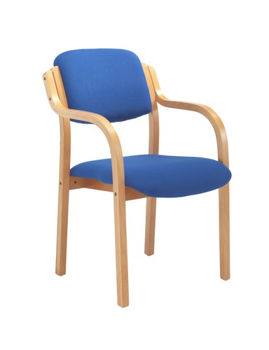 Renoir Stackable Chair With Arms Wood Frame Royal Blue Upholstered CH0706RB