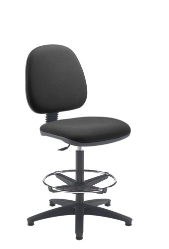 Zoom Mid-Back Draughtsman Chair Adjustable Foot Ring Charcoal