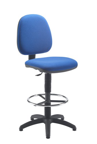 Zoom Mid-Back Draughtsman Chair Static Foot Ring Royal Blue
