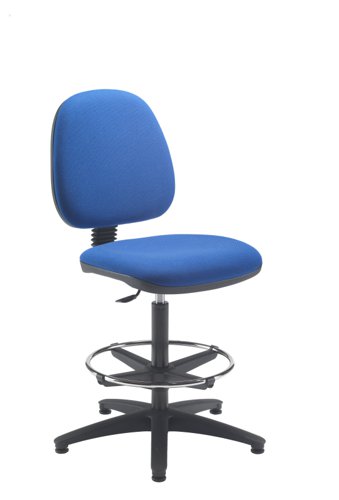 Zoom Mid-Back Draughtsman Chair : Adjustable Foot Ring : Royal Blue