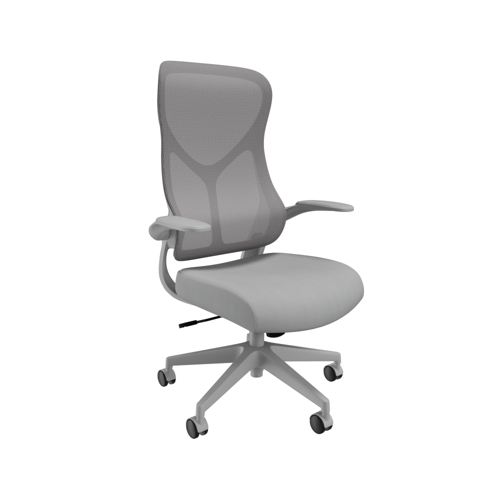 Zip Mesh Back Chair with Folding Arms Grey