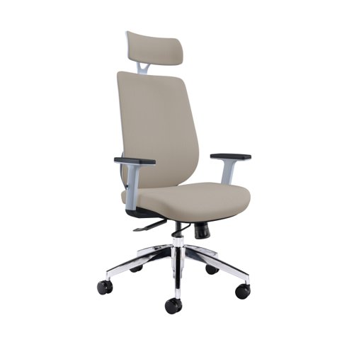 Maldini High Back Office Chair Beige/White